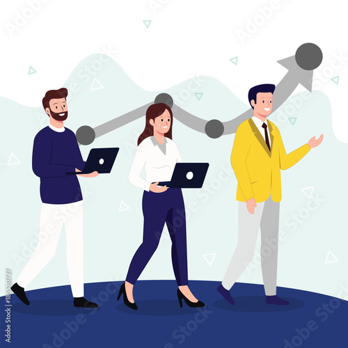 Business team moving towards success