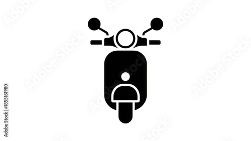 Foto Black silhouette of a classic scooter from front view isolated on transparent ba