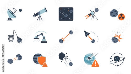 Collection of Space Exploration Icons and Symbols.
