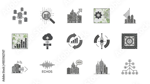 Collection of Various Business Icons and Graphics.