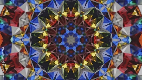 Mesmerizing Kaleidoscope Pattern with Vibrant Colors and Intricate Geometric Shapes.