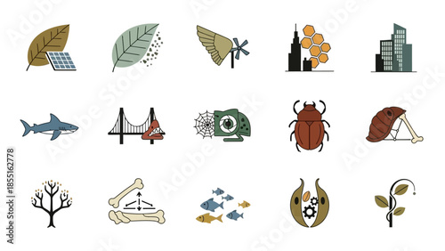 Collection of Various Cartoon Style Icons.