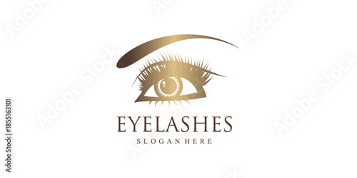 Eyelashes icon logo design with creative beauty element style Premium Vector