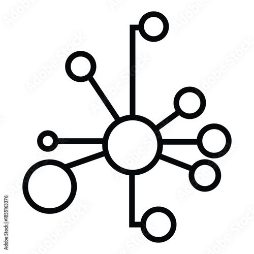 Central Hub Network Diagram Icon – Multi Node Connection Line Symbol