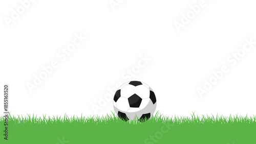 Classic black and white soccer ball sitting on vibrant green grass, symbolizing the start of a game or a peaceful moment.