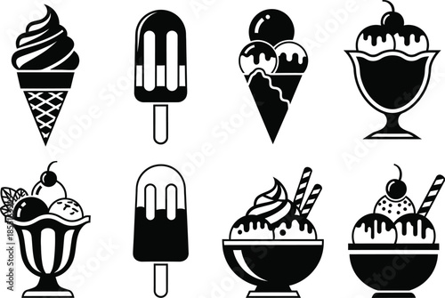 Black and white representing various symbols related to performing arts and entertainment