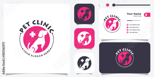 Pet care icon logo design with creative element concept Premium Vector