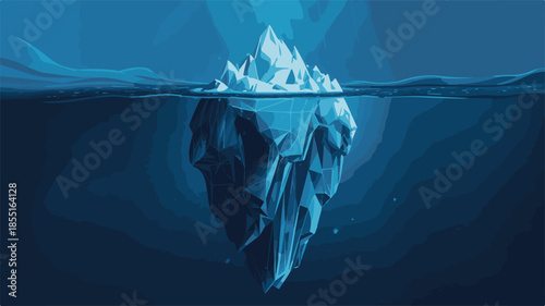 Blue Iceberg Submerged in Deep Water underwater ocean