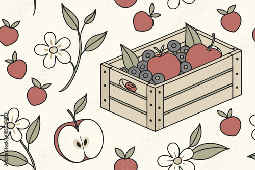 vector illustration of an apple tree with fruits