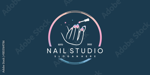 Nail vector icon logo design with modern and unique style Premium Vector