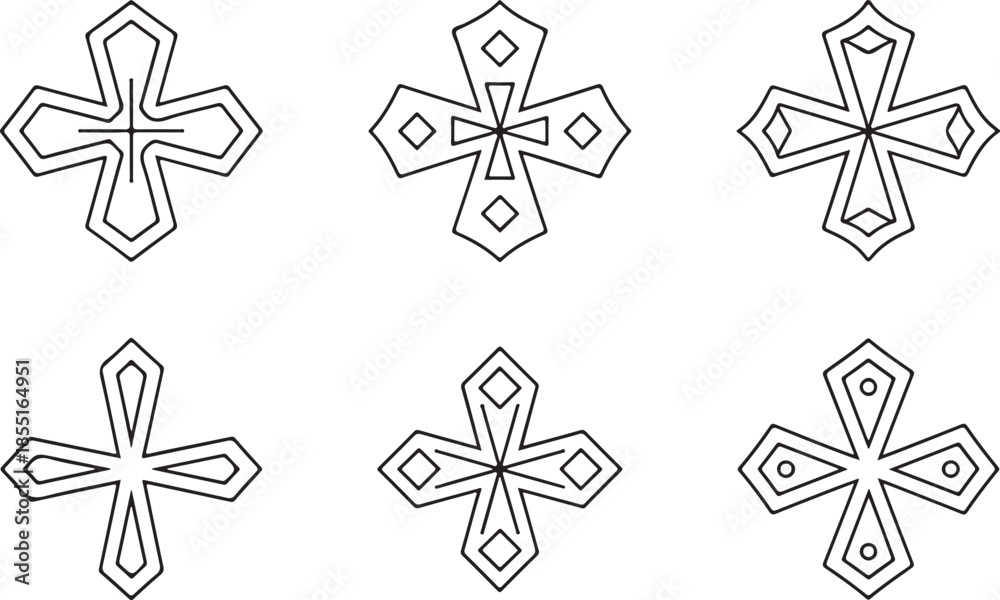 Obraz premium Ethiopian Orthodox Cross Icons, Ge'ez Religious Symbols