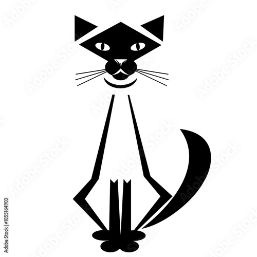 Stylized line drawing of Siamese cat