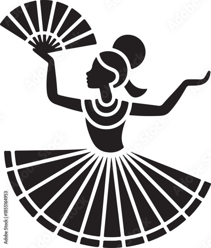 Folk Dance with Fan and Costume