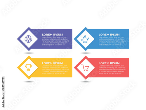 vector illustration infographic design template with 4 steps. Template for process, presentations, layout, banner, brochure.