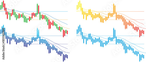 Financial Candlestick Chart Vector Illustration for Stock, Forex and Crypto Market Analysis
