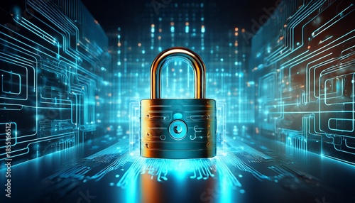 metallic padlock symbolizes robust digital security protection for sensitive online data