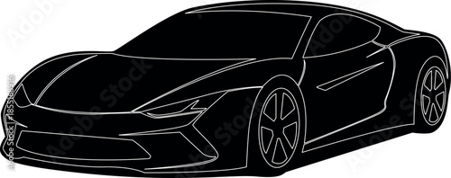 Sleek black outline of a modern sports car showing dynamic design elements