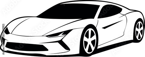 Sleek sports car illustration in black and white a modern automotive design