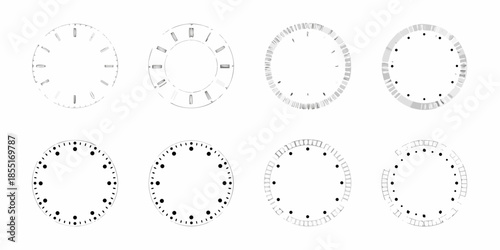 Collection of circular diagrams showing varying degrees of completion or detail