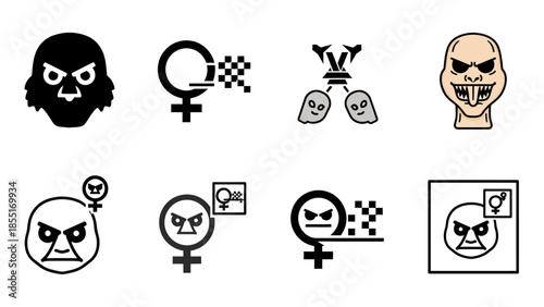 Collection of Angry Emoticon Faces and Symbols.
