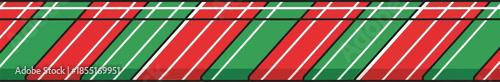 A vibrant horizontal candy cane patterned bar featuring classic red, green, and white diagonal stripes for festive designs.