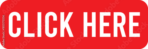 Red click here button vector with white text and flat capsule design for web UI elements