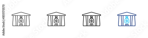 BANK icon set outline multistyle vector illustrations concept