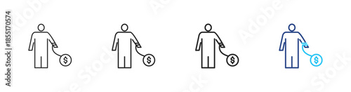 Debt icon set outline multistyle vector illustrations concept