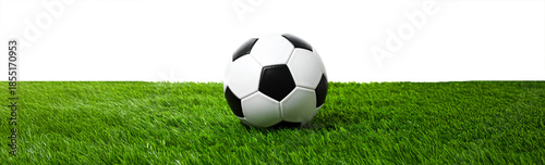 Goccer ball on green grass isolated on a transparent background.
