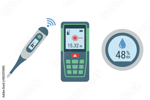 Digital measuring tools and sensors vector illustration for industrial useage