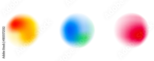 Set color circle gradient noise gradation. Abstract colorful watercolor blur mesh on isolated transparent background. Circle shape png.