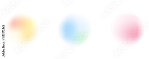 Set color circle gradient noise gradation. Abstract colorful watercolor blur mesh on isolated transparent background. Circle shape png.