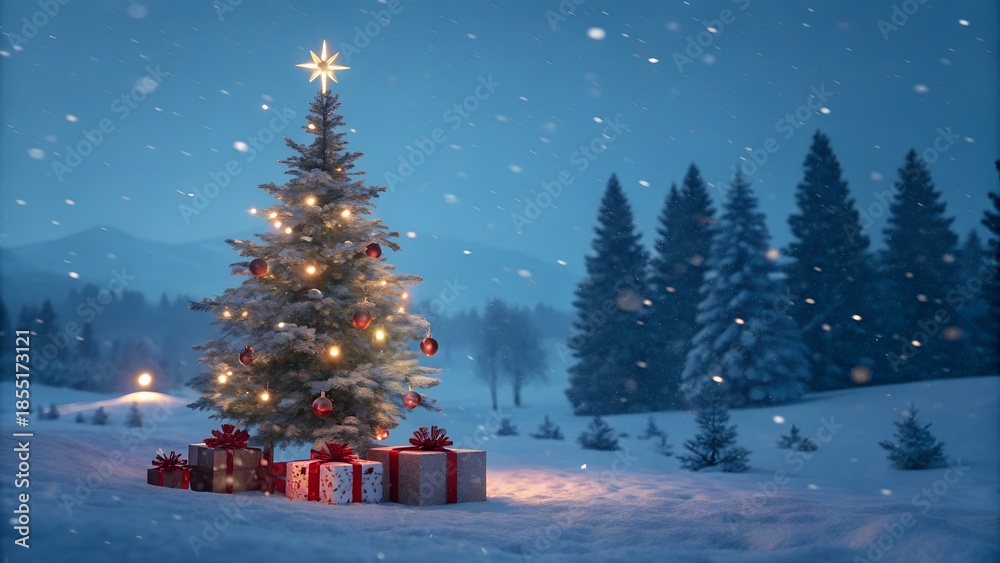 Obraz premium christmas tree and gifts