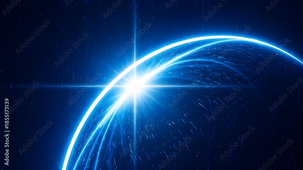 Fototapeta premium Ancient cosmic event with radiant light beam in deep space