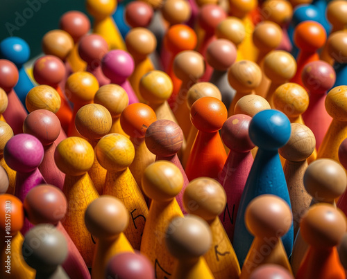 Title: Colorful origami cranes on wooden table with bokeh background