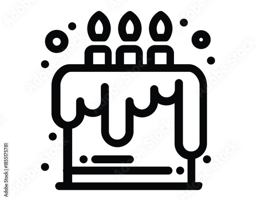 Thick Line Birthday Cake Icon