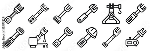 Set of outline icons equipment maintenance . construction simple line isolated icon set collection
