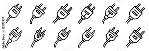 Set of outline icons extension cable . construction simple line isolated icon set collection