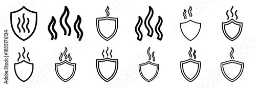 Set of outline icons heat protection . construction simple line isolated icon set collection