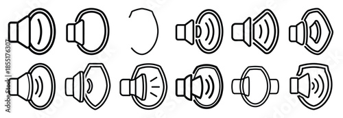 Set of outline icons noise protection . construction simple line isolated icon set collection