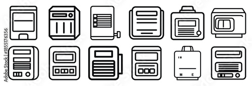 Set of outline icons prefabricated module . construction simple line isolated icon set collection