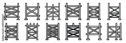 Set of outline icons scaffolding  simple . construction simple line isolated icon set collection