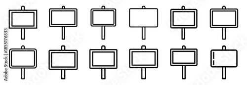 Set of outline icons safety signboard . construction simple line isolated icon set collection