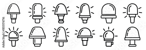 Set of outline icons temporary lighting . construction simple line isolated icon set collection