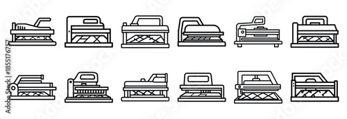 Set of outline icons tile cutter . construction simple line isolated icon set collection