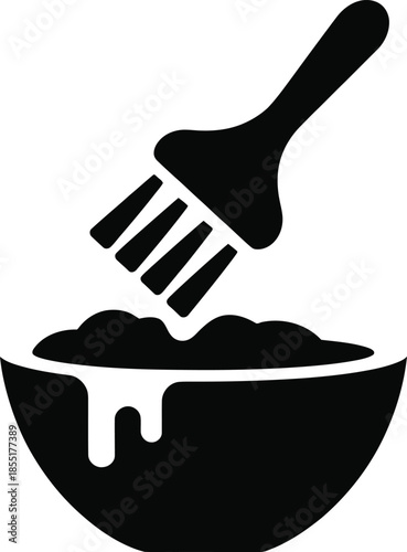 Pastry Brush and Mixing Bowl Silhouette Vector for Culinary Prep—Ideal for Baking, Cooking, and Kitchen Tool Vector Collections.