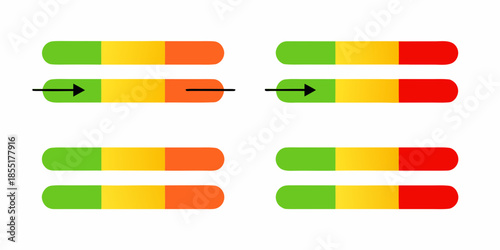 Visual representation of a process with colored rectangles and directional arrows