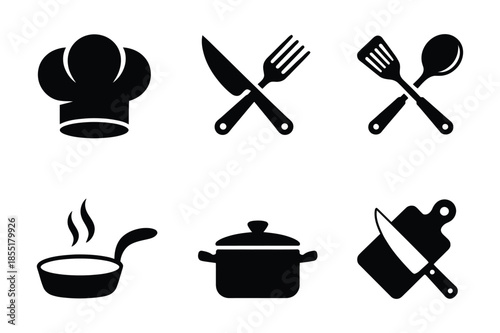 Kitchen utensils and cooking tool culinary icon collection