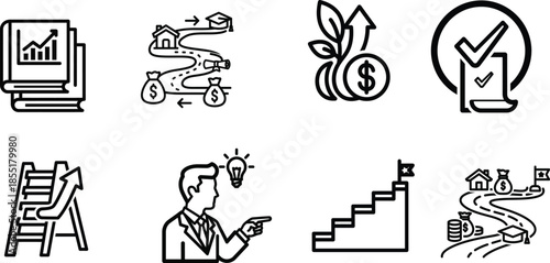 A set of business and finance icons for presentations and reports