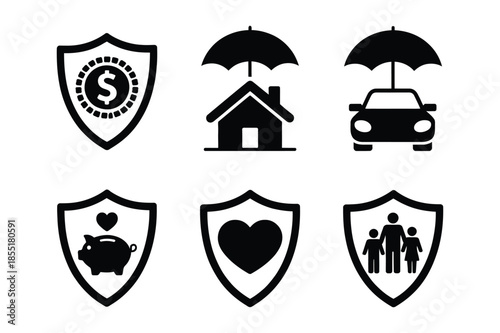 Insurance and protection service vector icons